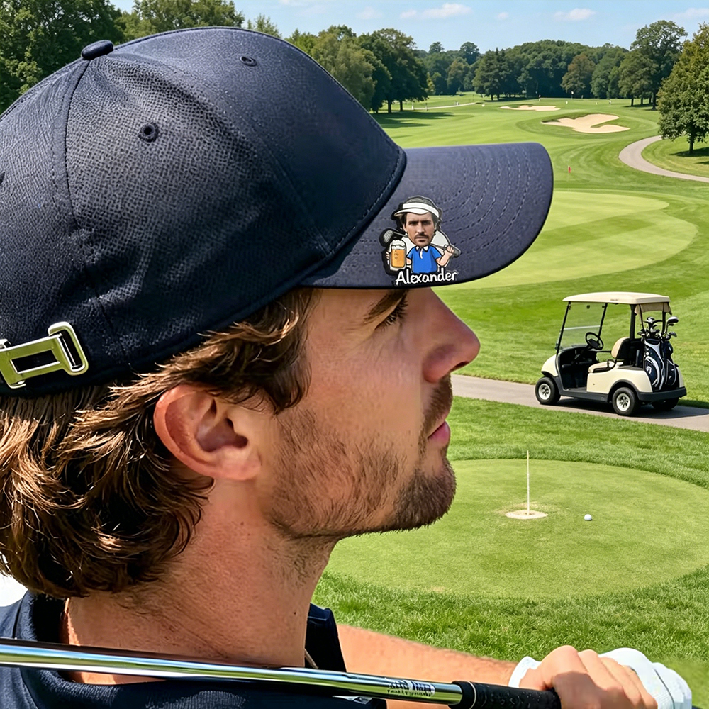 Personalized Cartoon Face Photo Golf Ball Marker with Magnetic Hat Clip, Custom Name Golf Marker, Gift for Golf Lovers