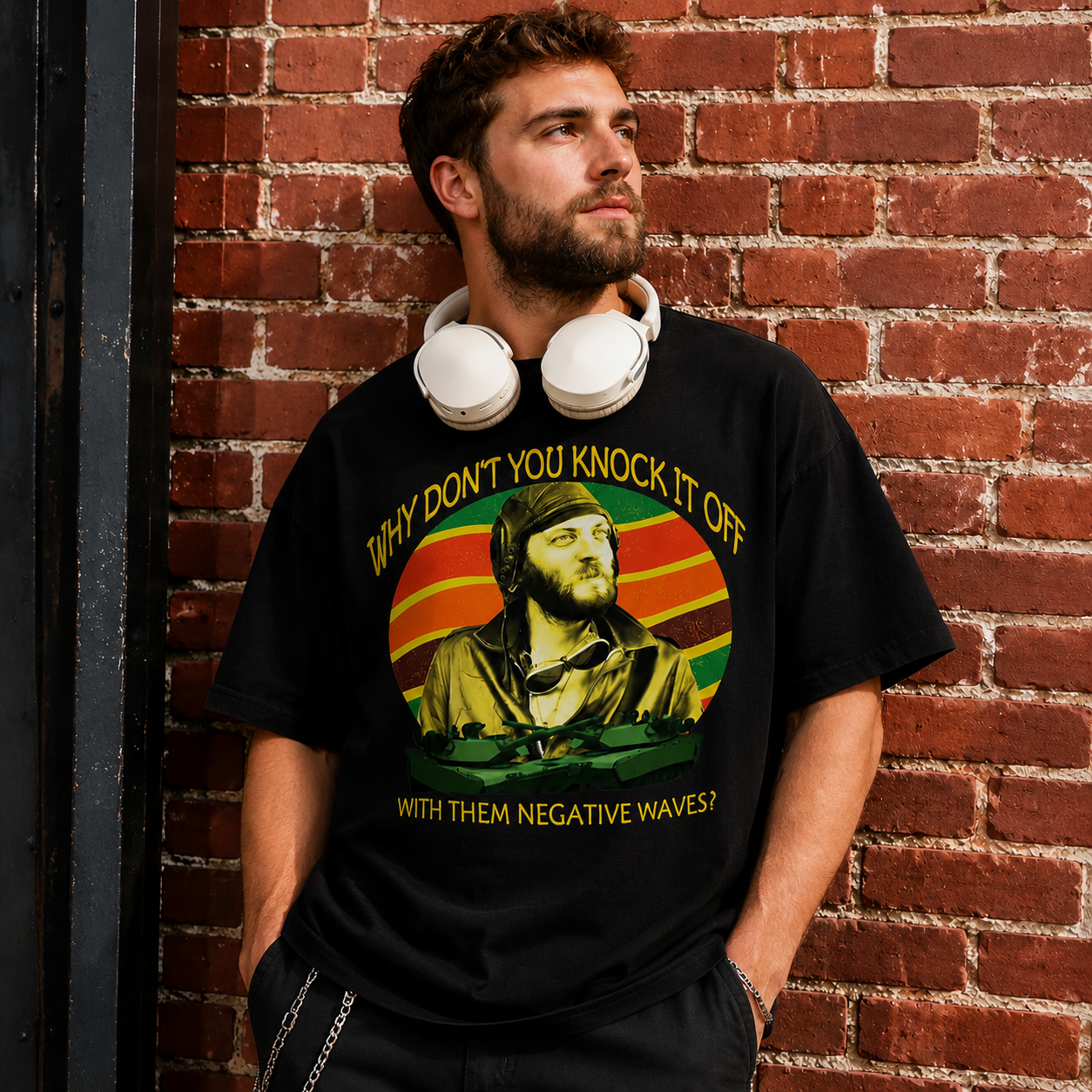 Retro Pilot Graphic Tee – “Why Don’t You Knock It Off With Them Negative Waves?” Vintage Movie Quote T-Shirt