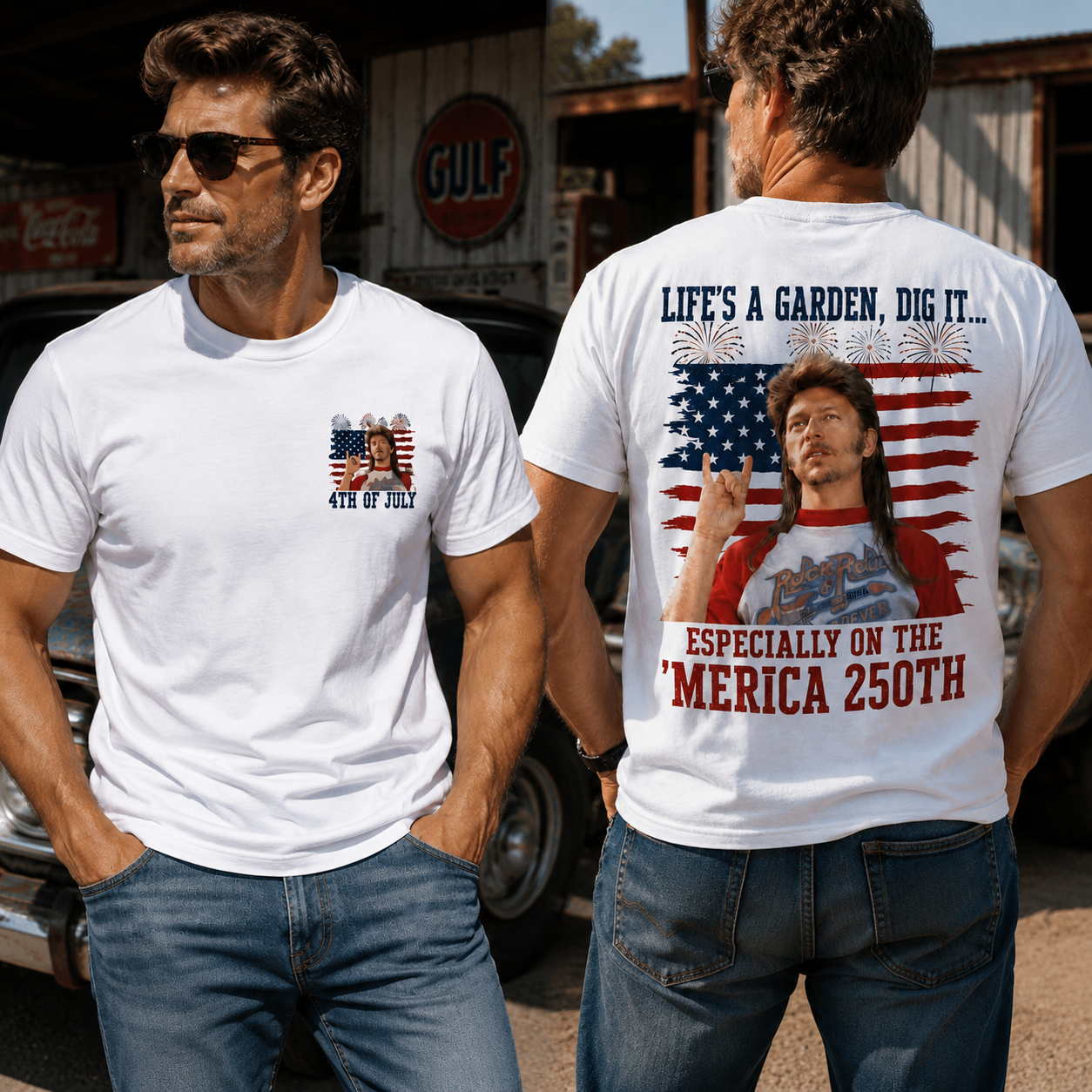 Life’s a Garden, Dig It – 4th of July Vintage American Flag Graphic Shirts