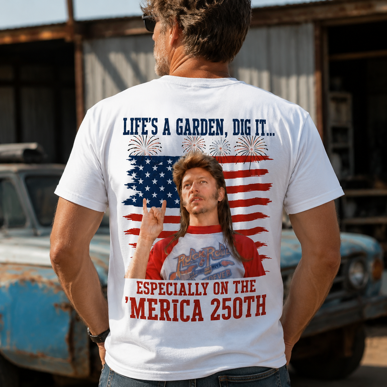 Life’s a Garden, Dig It – 4th of July Vintage American Flag Graphic Shirts