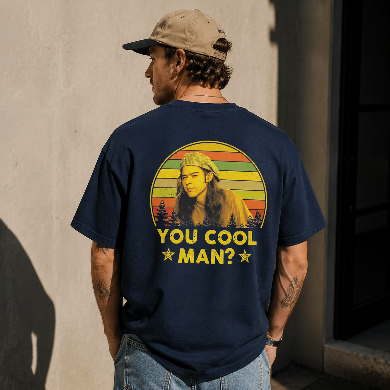 “You Cool Man?” Retro Sunset Graphic Tee – Vintage Streetwear Print T-Shirt