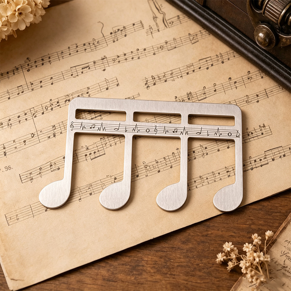 Personalized Music Note Page Holder Bookmark – Custom Name Engraved Stainless Steel Clip for Sheet Music, Piano, Violin & Guitar Players, Gift for Musicians