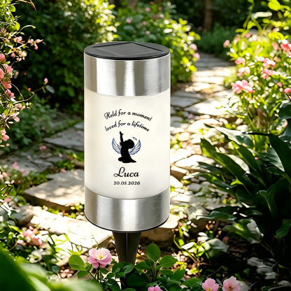 Personalized Angel Wing Memorial Solar Garden Light with Name and Date, Outdoor Garden Decor Sympathy Gift for Loved Ones