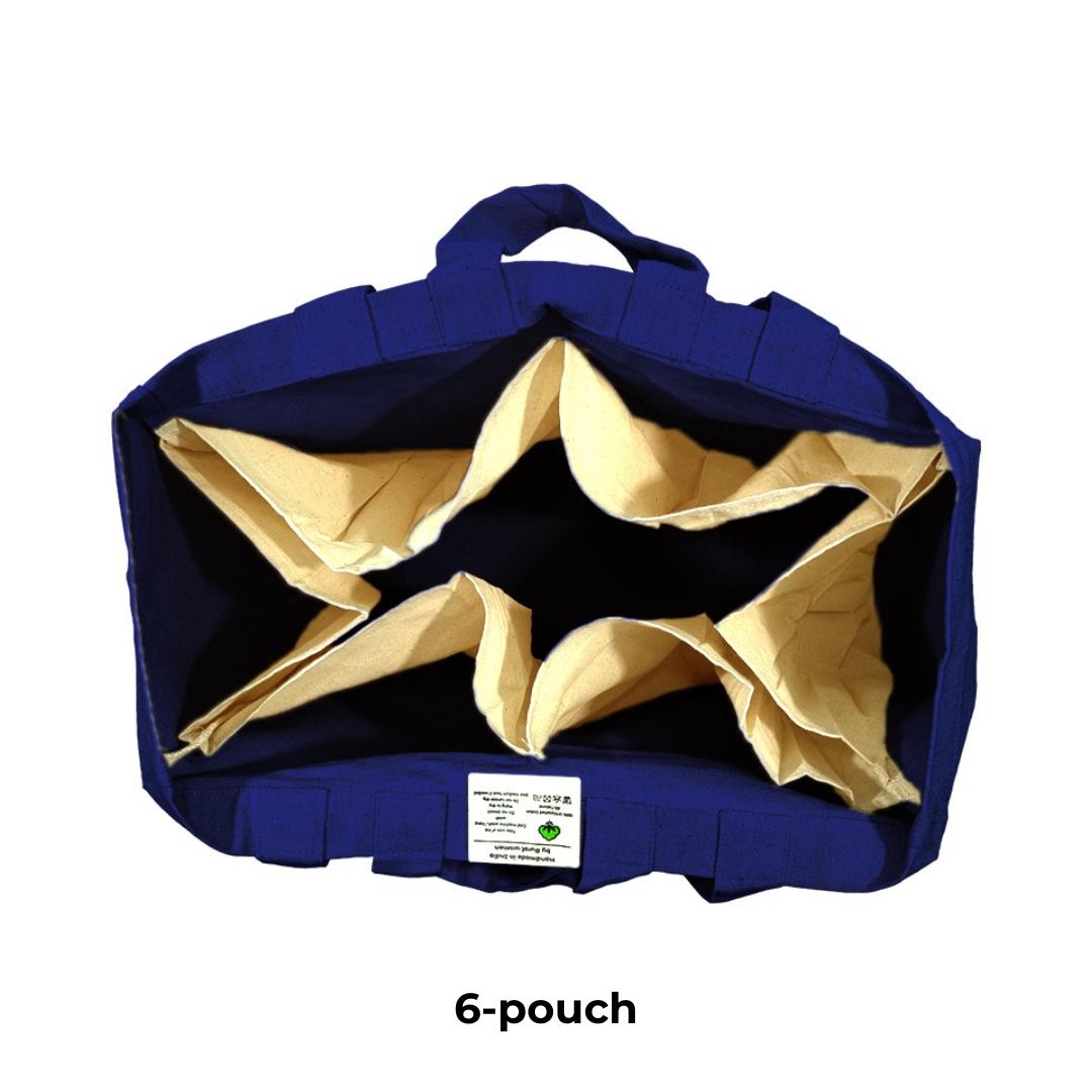  Large Canvas Knitting Project Tote – Multi-Pocket Yarn Organizer Bag with Shoulder Strap for Crochet, Sewing & Craft Supplies