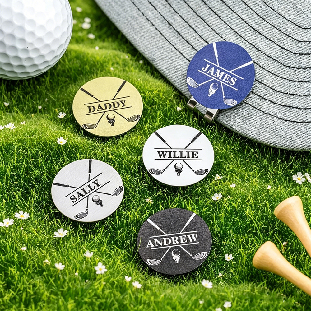Personalized Golf Ball Marker Magnetic Hat Clip with Custom Name – Premium Golf Accessory Gift for Golf Lovers