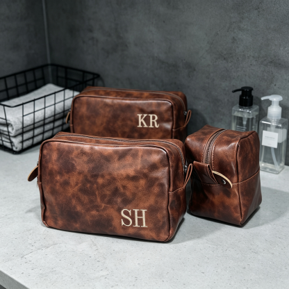Personalized Leather Dopp Kit – Custom Groomsmen Gift Bag for Wedding & Travel