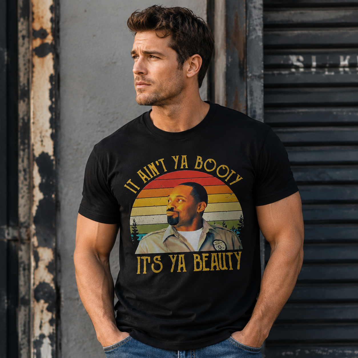 Retro Vintage “It Ain’t Ya Booty, It’s Ya Beauty” Graphic T-Shirt