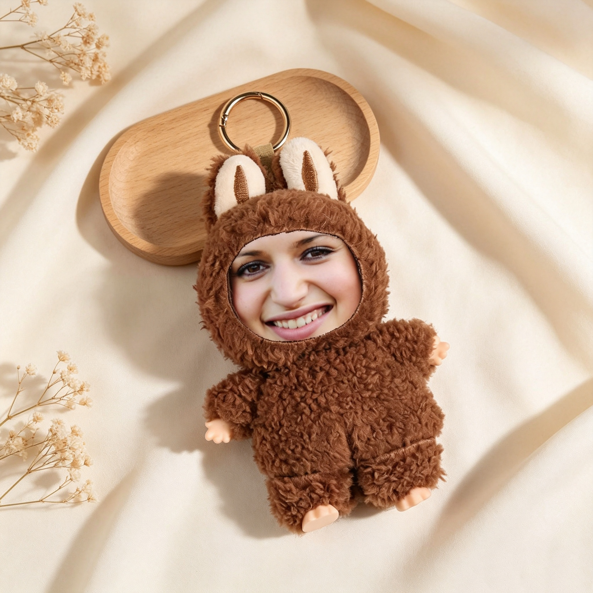 Custom Photo Face Plush Keychain, Personalized Funny Doll Keychain, Custom Face Gift for Friends, Cute Photo Keepsake Gift