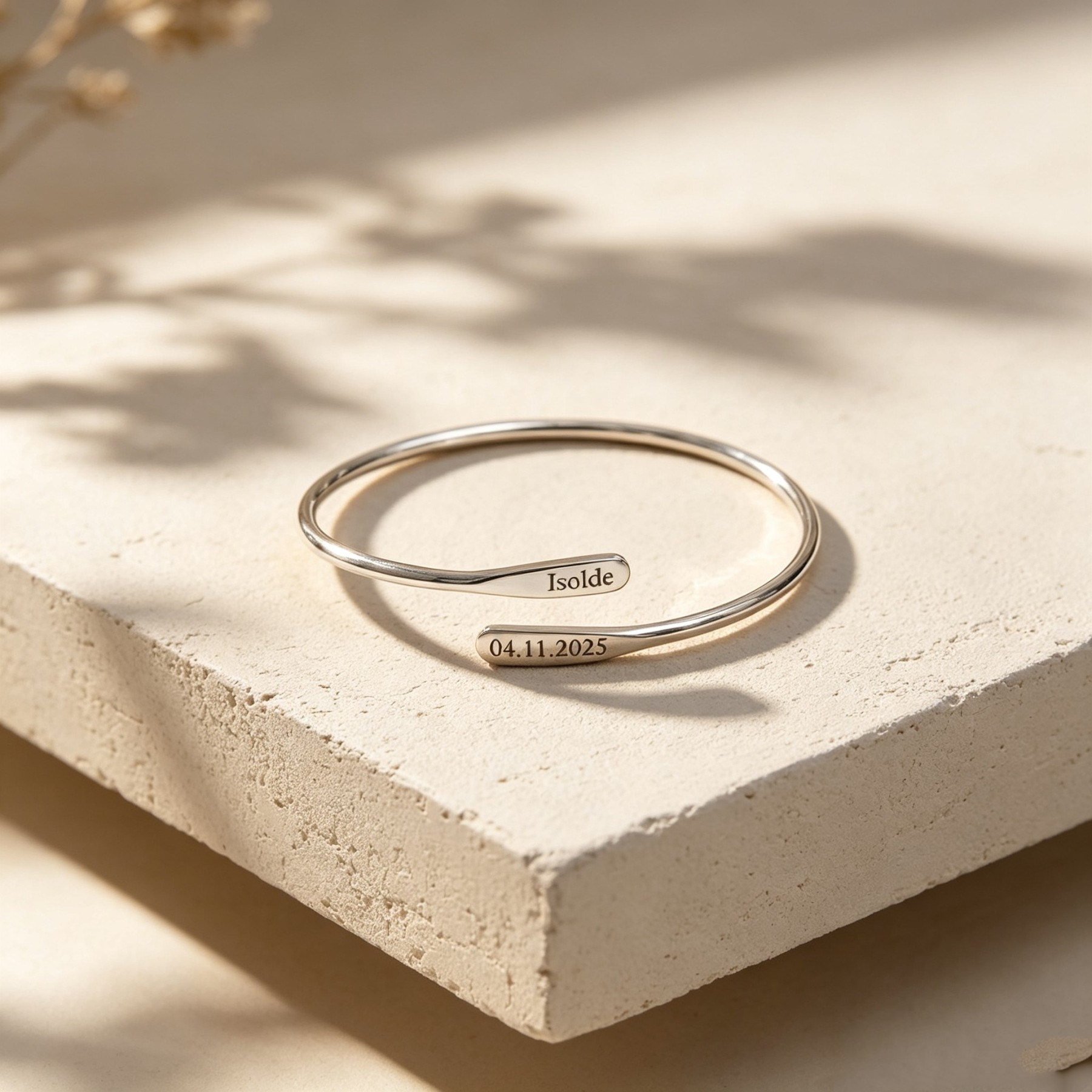 Personalized Engraved Name Bar Bracelet – Custom Date Bangle Bracelet Gift for Her