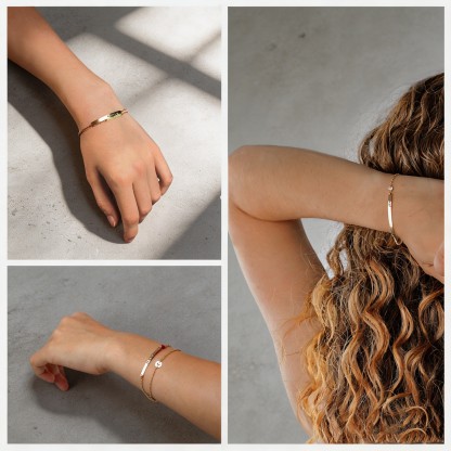 Personalized Inspirational Quote Bracelet – Custom Engraved Gold Bar Bracelet with Birthstone Gift for Her