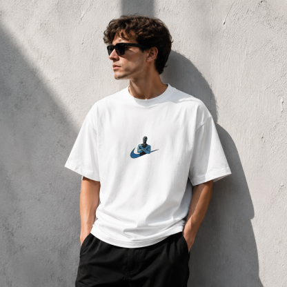 Minimalist Oversized Streetwear T-Shirt – Sport-Inspired Chest Graphic Embroidery Tee