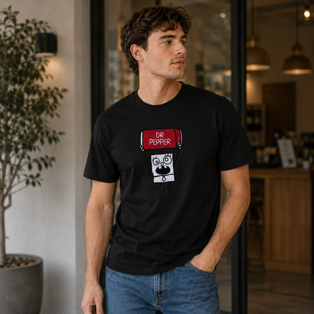 Retro Soda Mascot Cartoon Graphic T-Shirt – Minimalist Streetwear Cotton Tee