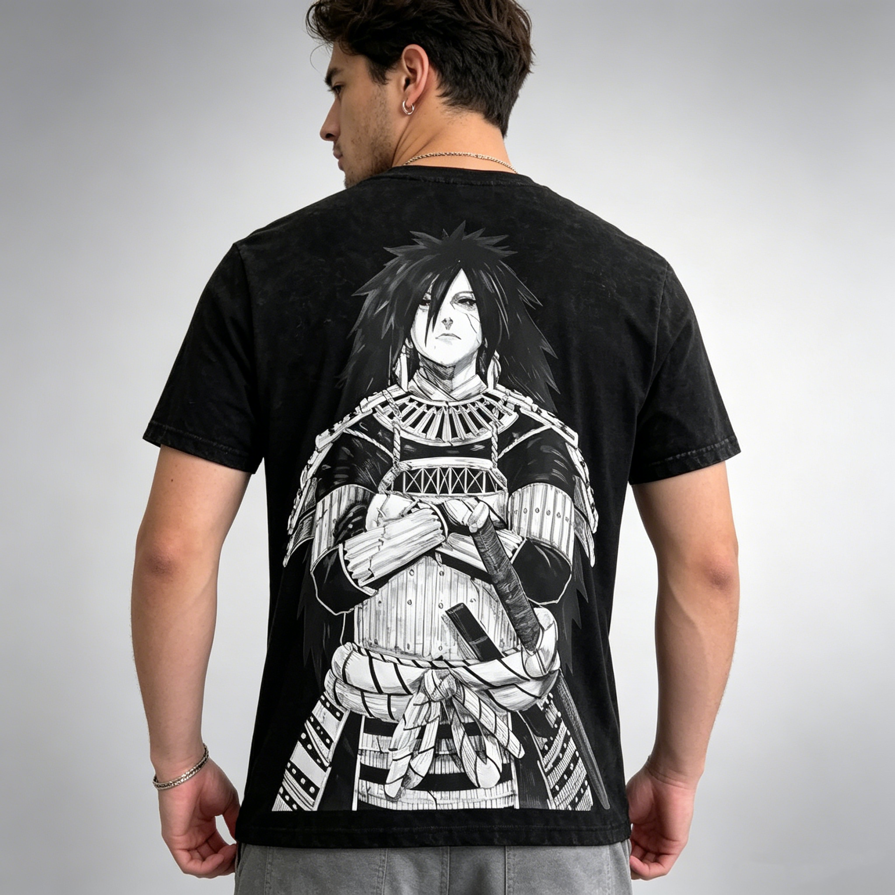Armored Samurai Warrior Dual-Sided Graphic Oversized Streetwear T-Shirt