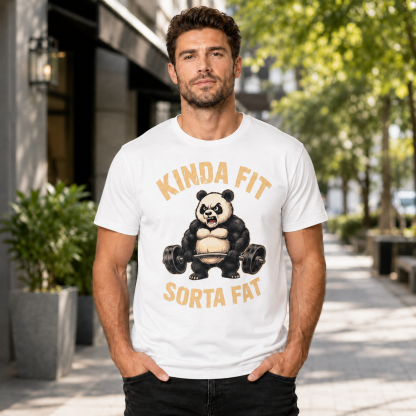 Kinda Fit Sorta Fat Panda Weightlifting Graphic Athletic T-Shirt