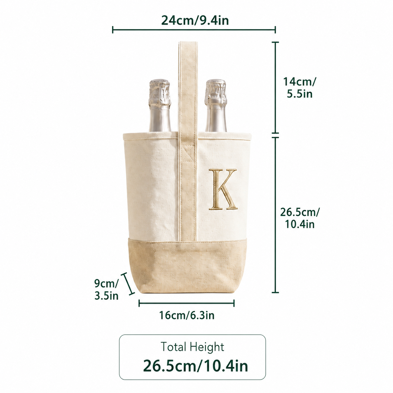Personalized Bridesmaid Wine Tote Bag, Custom Embroidered Initial Canvas Bottle Carrier, Bridal Party Gift, Wedding Weekend Gift for Bridesmaids