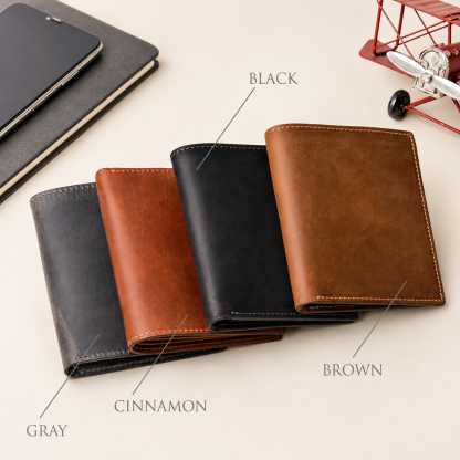 Personalized Trifold Leather Wallet for Men – Custom Engraved Gift for Husband, Boyfriend or Dad