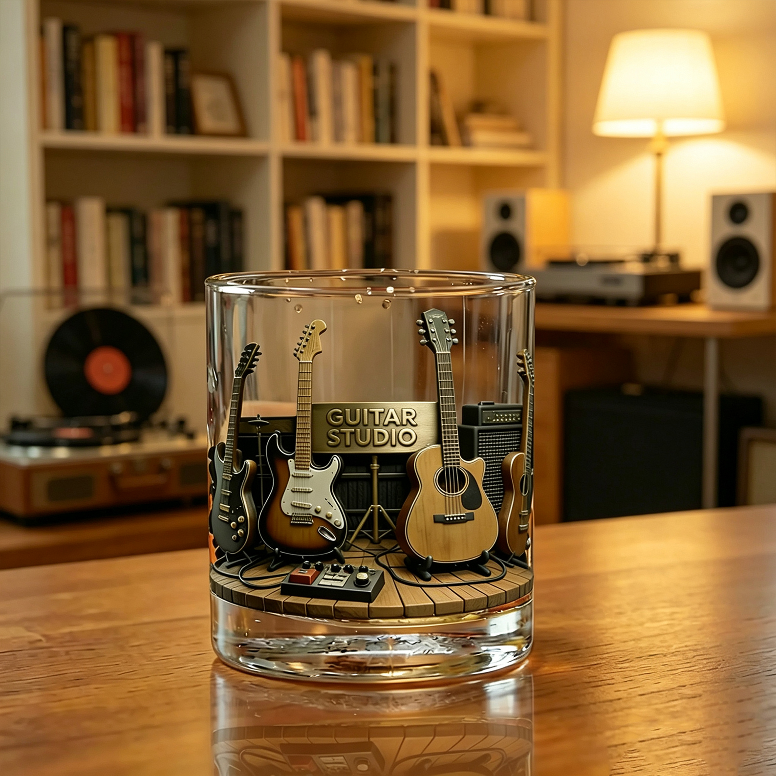 Personalized Guitar Whiskey Glass with Name, Custom 10oz Rocks Glass, Gift for Music Lovers & Whiskey Lovers