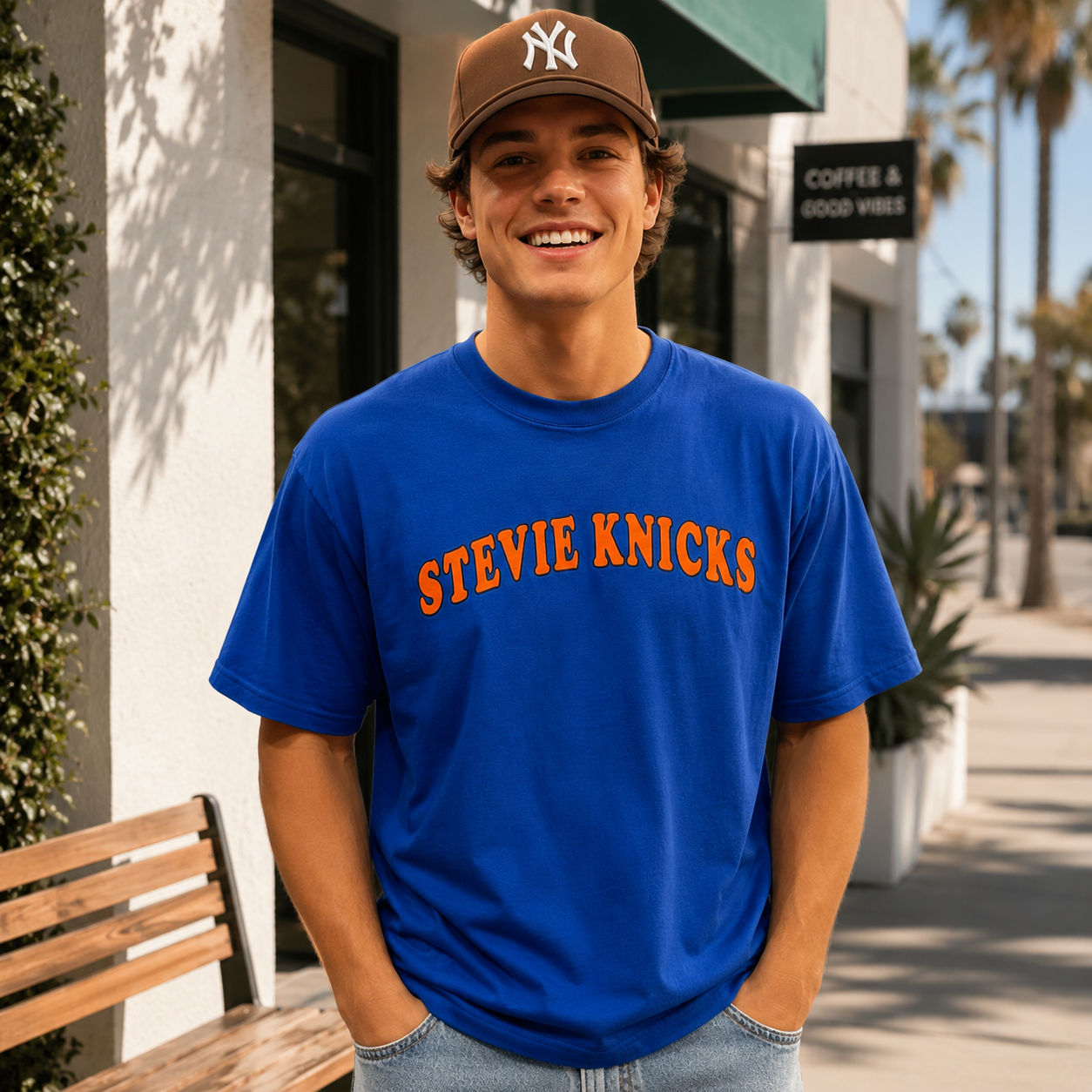 Stevie Knicks Retro Basketball-Inspired Oversized Graphic T-Shirt
