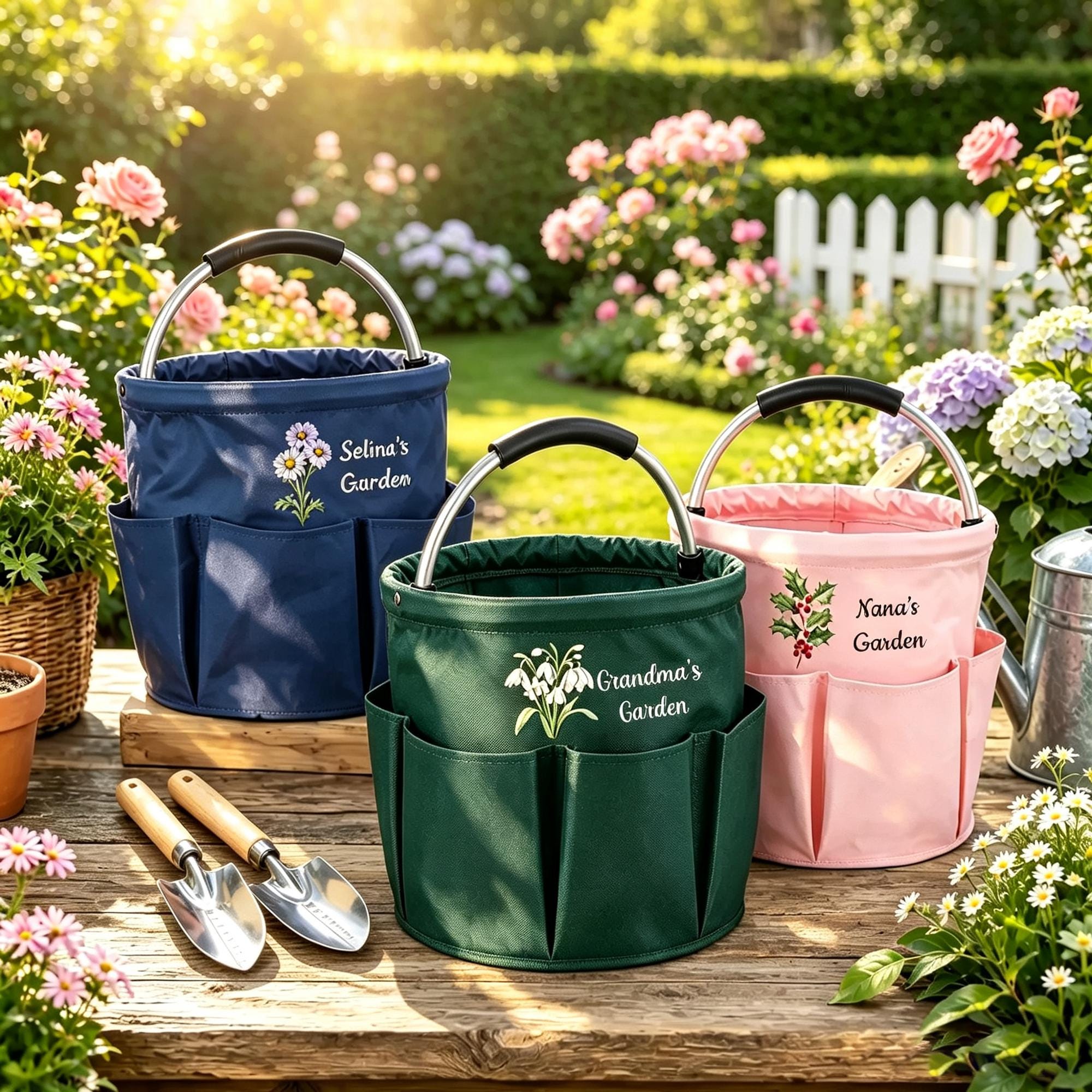 Personalized Garden Tool Bag, Custom Birth Flower Gardening Tote with Name, Garden Organizer for Mom or Grandma, Gardener Gift, Mother’s Day Gift