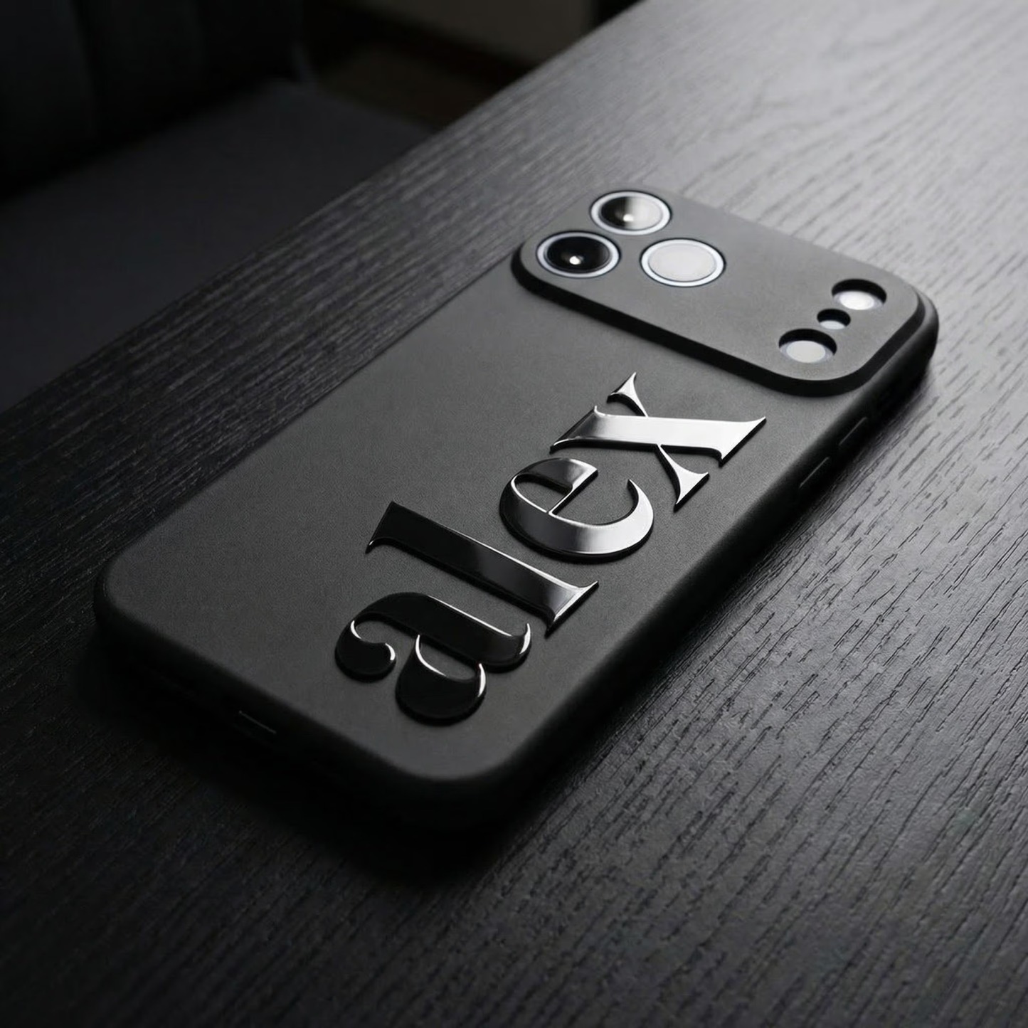 Custom 3D Metallic Name iPhone Case, Luxury Chrome Text Gift for Him & Her, Shockproof Protection