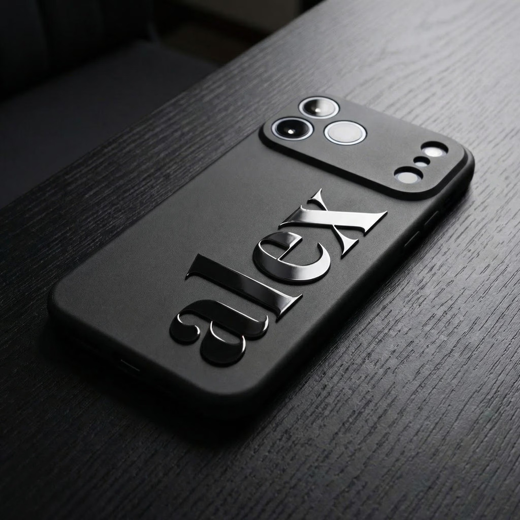 Custom 3D Metallic Name iPhone Case, Luxury Chrome Text Gift for Him & Her, Shockproof Protection