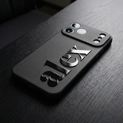 Custom 3D Metallic Name iPhone Case, Luxury Chrome Text Gift for Him & Her, Shockproof Protection
