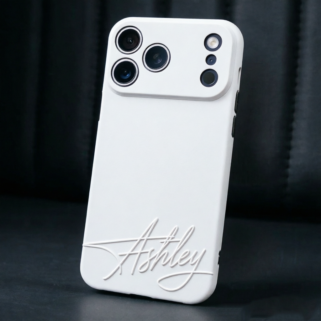 Custom Family Name Phone Case - Personalized Signature Design for Mom & Dad - Minimalist Matte Black or Cream Silicone Cover - Unique Gift for Parents