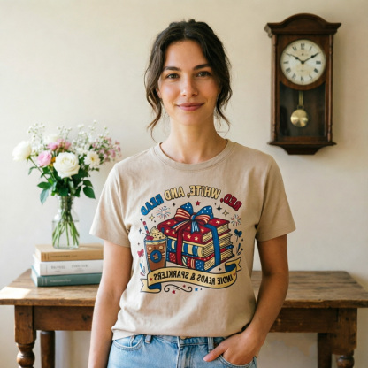 Read Graphic Short Sleeve T-Shirt – Patriotic Book Lover Casual Tee