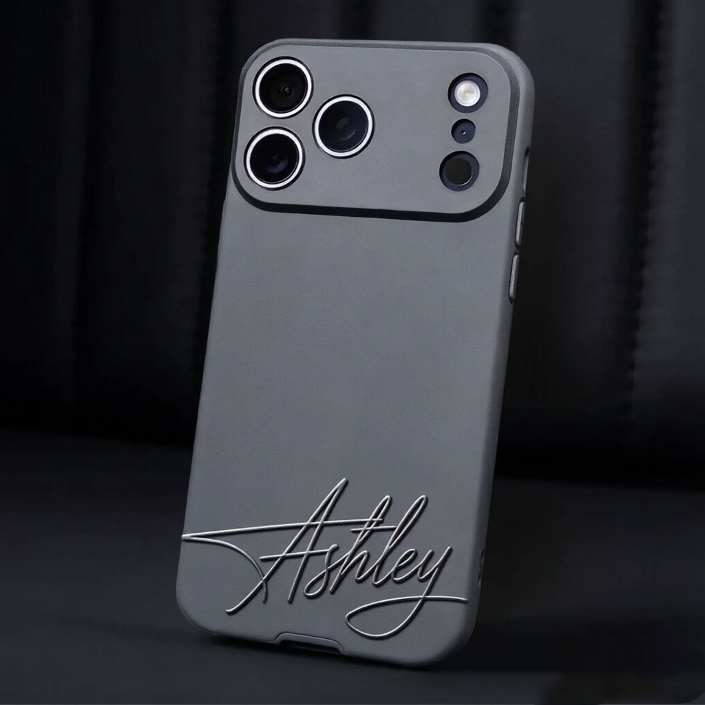 Custom Family Name Phone Case - Personalized Signature Design for Mom & Dad - Minimalist Matte Black or Cream Silicone Cover - Unique Gift for Parents