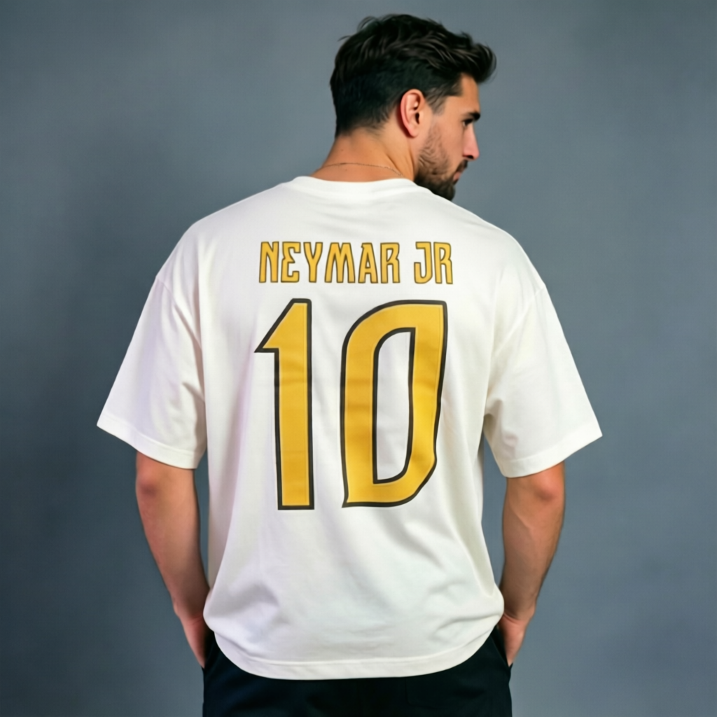 Neymar Jr 10 Brazil National Team Vintage Athletic Graphic T-Shirt – Retro Football Streetwear Sports Jersey-Inspired Casual Short Sleeve Top 