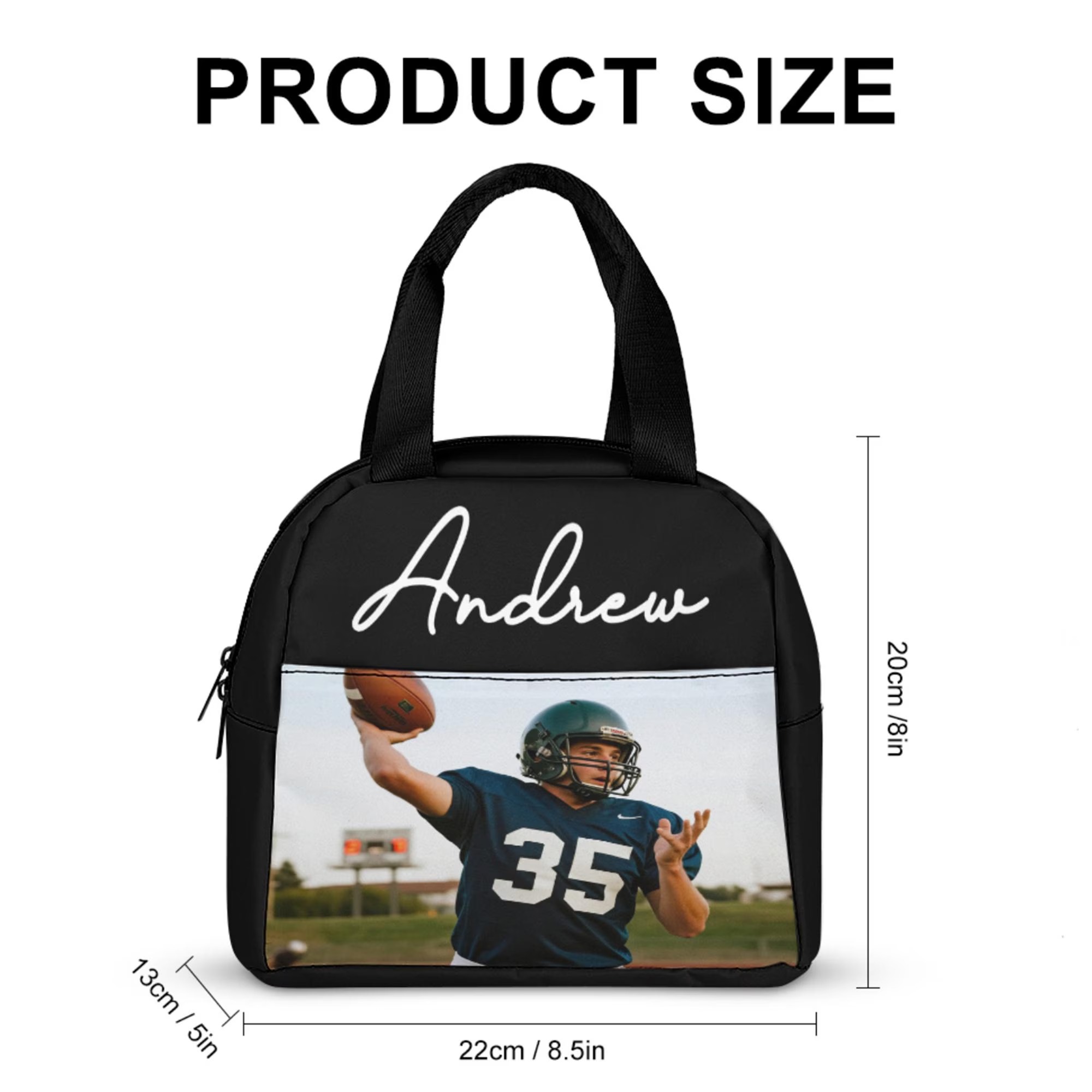 Personalized Photo Lunch Bag for Kids – Custom Name Insulated Lunch Box, Reusable School Lunch Tote with Zipper, Back to School Gift for Boys & Girls