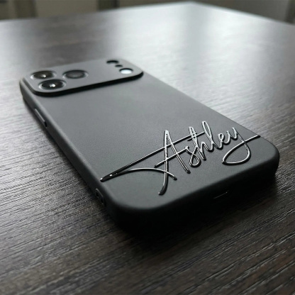 Custom Family Name Phone Case - Personalized Signature Design for Mom & Dad - Minimalist Matte Black or Cream Silicone Cover - Unique Gift for Parents