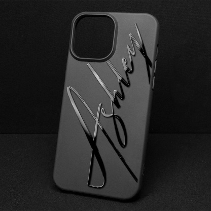 Custom Name Phone Case - Luxury Matte Black with 3D Gold Script | Personalized Silicone Cover for iPhone