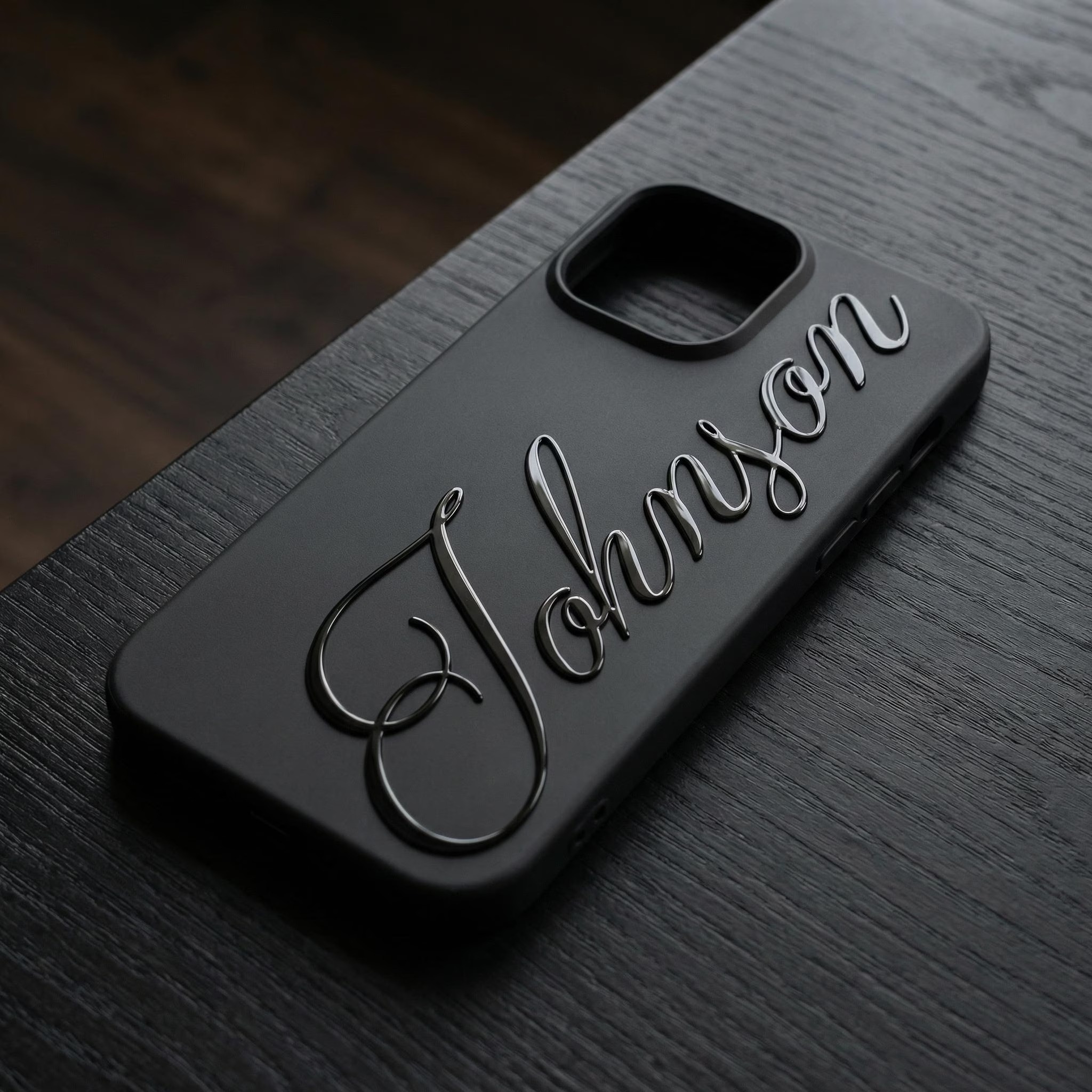 Personalized Name Design · Elegant Cursive Font · Matte Soft-Touch Finish