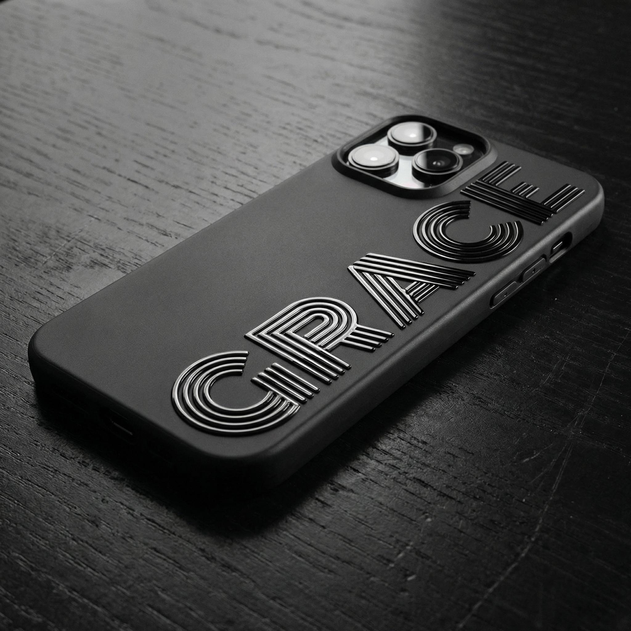Customizable Text Modern 3D Striped Font Personalized Name iPhone Case