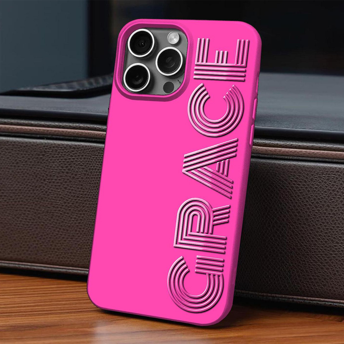 Customizable Text Modern 3D Striped Font Personalized Name iPhone Case