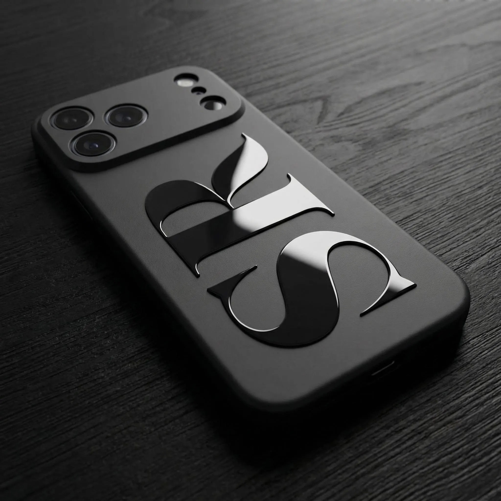 Custom Eye-Catching Metallic Initial Phone Case · Premium Shock-Absorbing Protection · Stylish, Modern Design