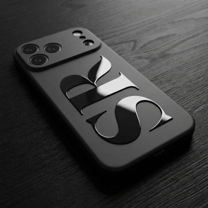 Custom Eye-Catching Metallic Initial Phone Case · Premium Shock-Absorbing Protection · Stylish, Modern Design