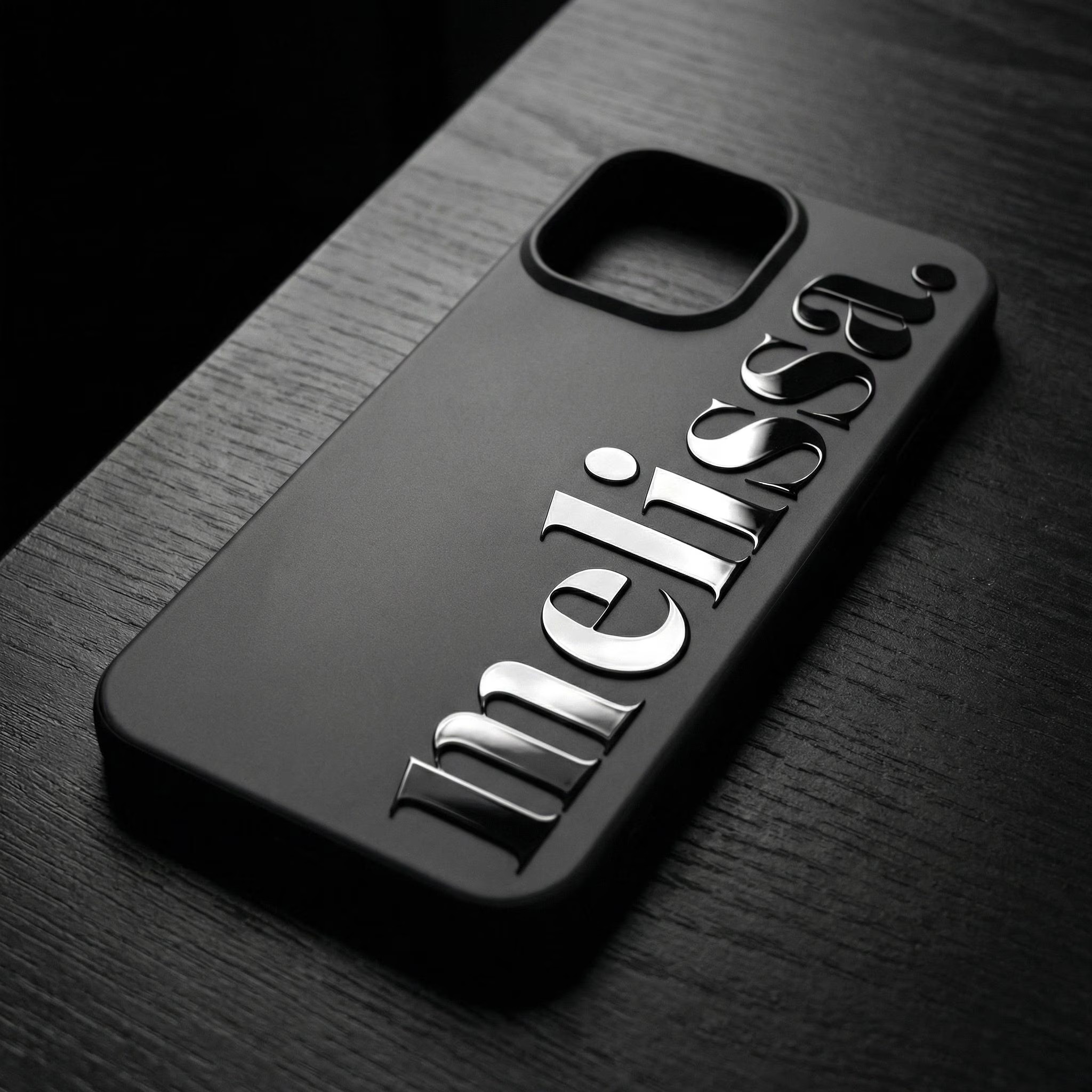 Custom 3D Metallic Name iPhone Case, Luxury Chrome Text Gift for Him & Her, Shockproof Protection