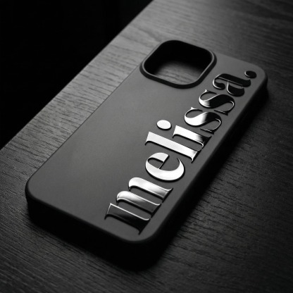 Custom 3D Metallic Name iPhone Case, Luxury Chrome Text Gift for Him & Her, Shockproof Protection