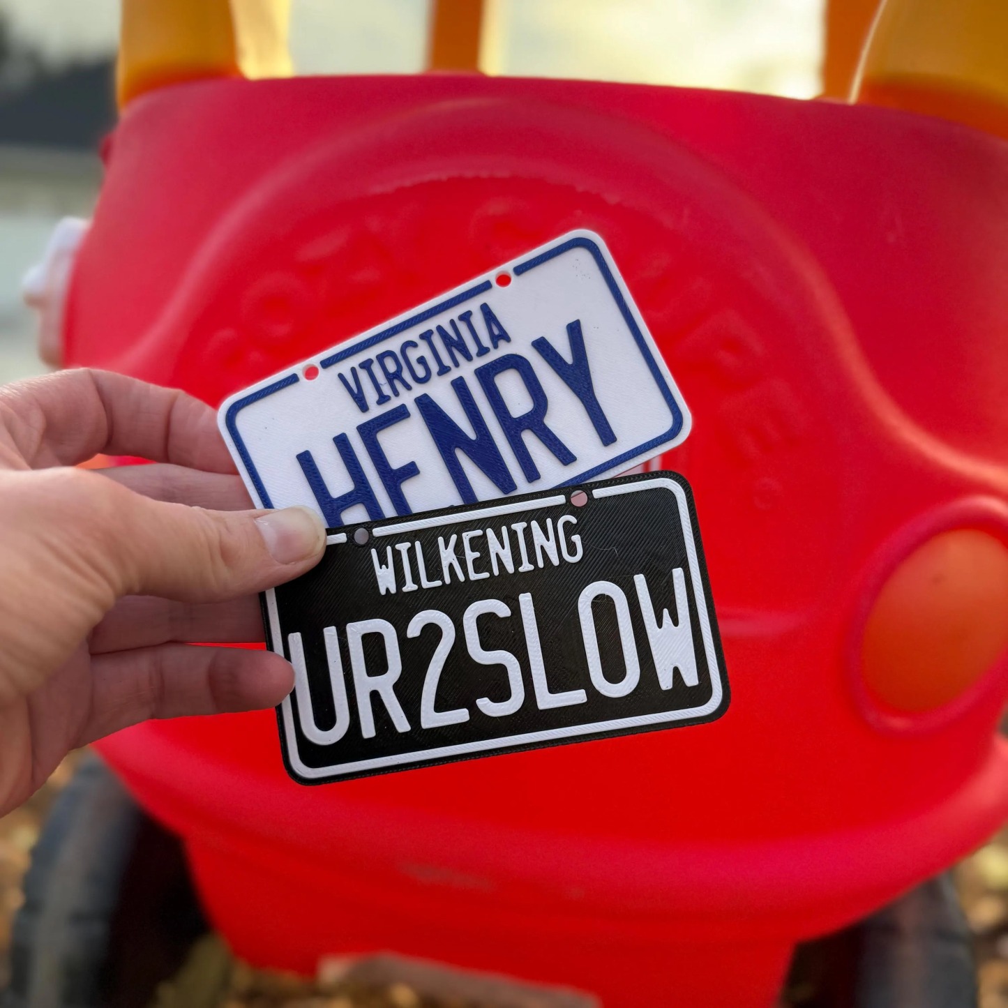 Cozy Coupe Custom License Plate & Emblem Bundle – Personalized 3D Printed Name Tag for Little Tikes Ride On Car | Kids Birthday Gift & Car Makeover Accessory