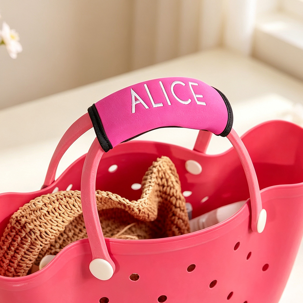 Personalised Luggage Handle Wrap with Printed Name, Soft Suitcase Handle Cover and Travel Bag Identifier