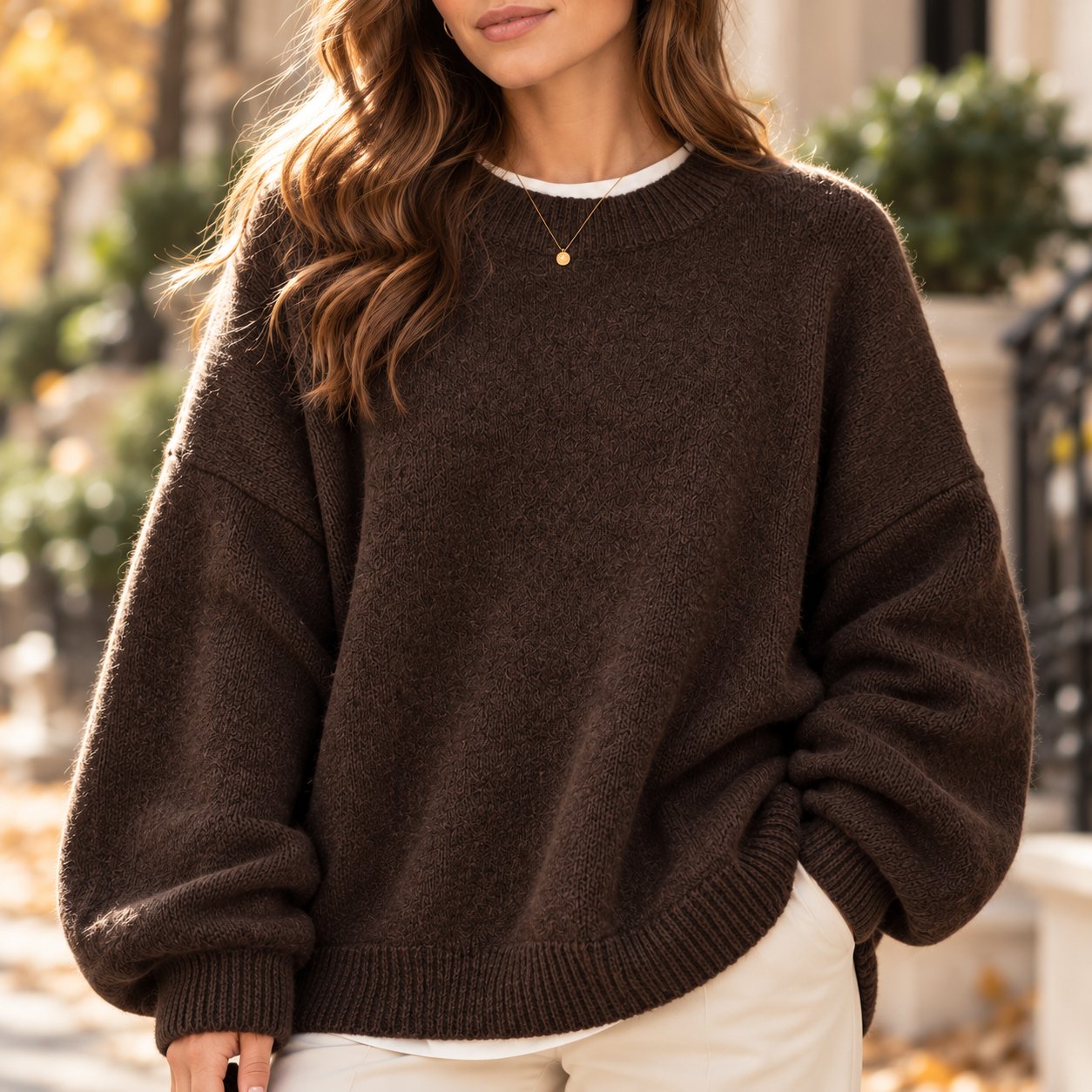 Women's Oversized Split Hem Knit Sweater