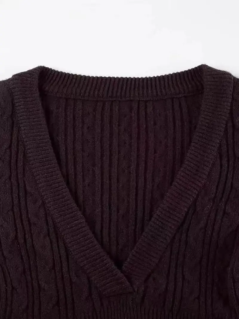 Women's Y2K Vintage Sweater, Soft Long Sleeve V-neck High Waist Knitwear for Women