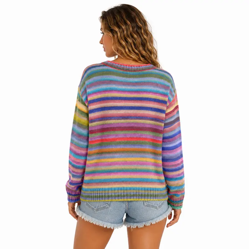 Women's Rainbow Stripe Knit Cardigan