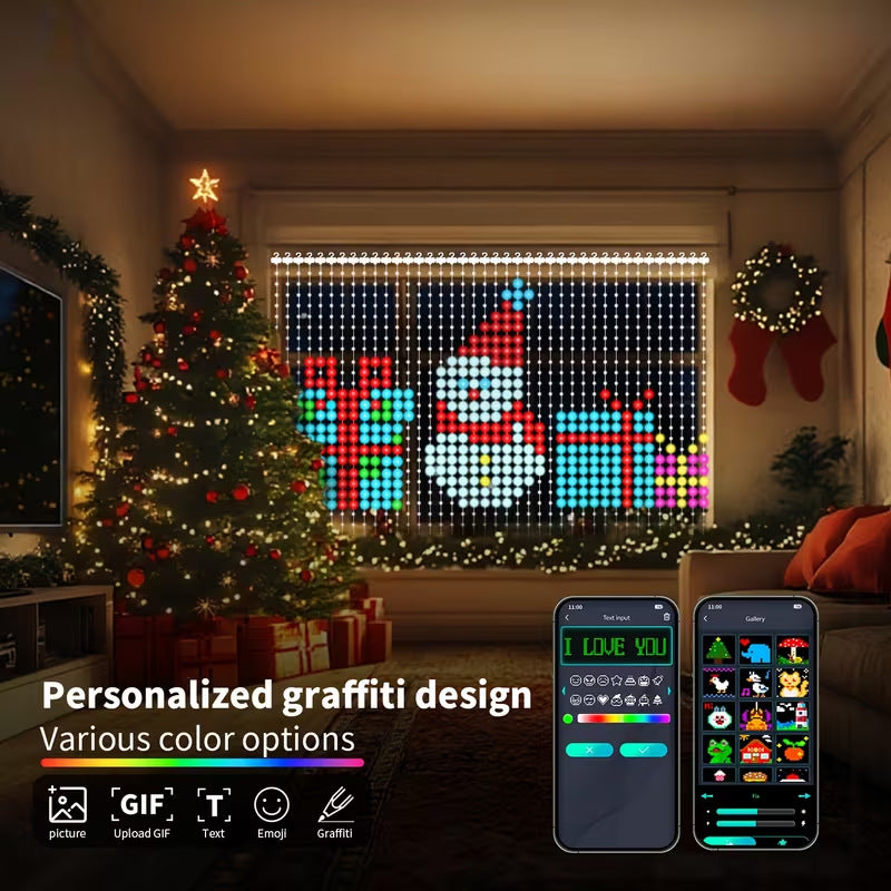 🎄 Smart RGB Pixel Curtain Lights