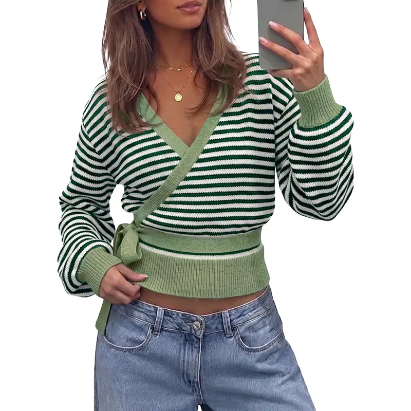 Womens V Neck Wrap Cardigan Sweater
