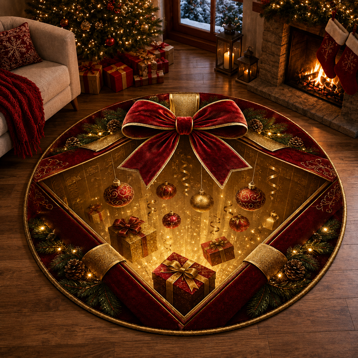 🎄 Christmas 3D Illusion Rug
