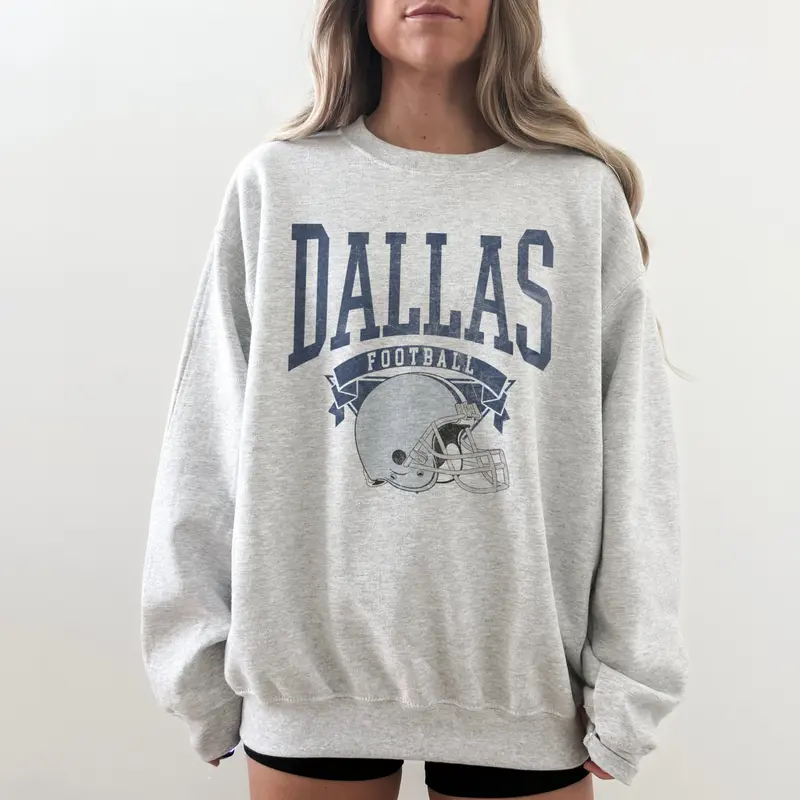 Vintage Football Sweatshirt, Unisex Crew Neck