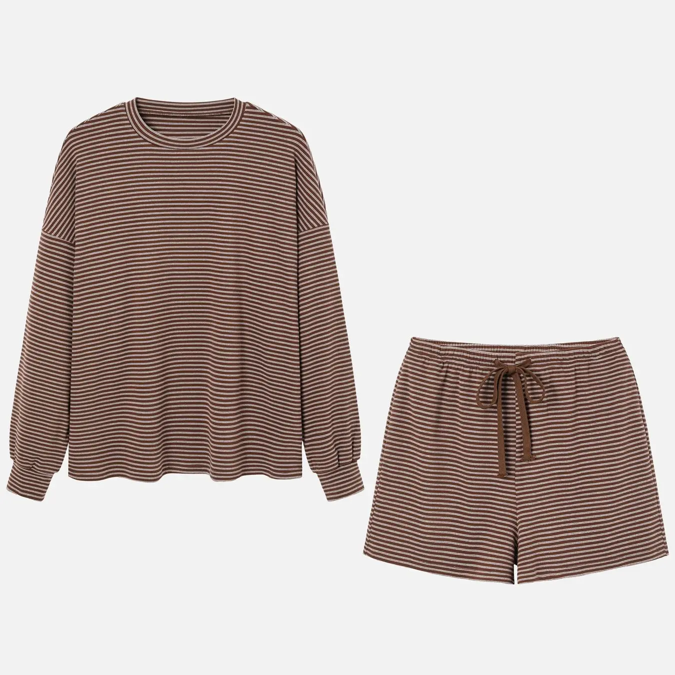 Women's Striped Lounge Set with Pocket Shorts